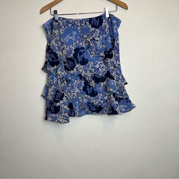 Lauren Ralph Lauren Women’s 16 Floral Tiered Lined Skirt Blue Preppy Casual Y2K - Picture 8 of 10